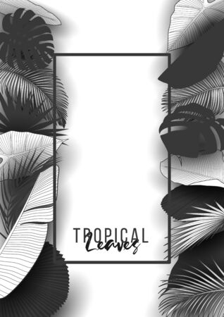 Tropical summer leaves background with jungle plantsのイラスト素材