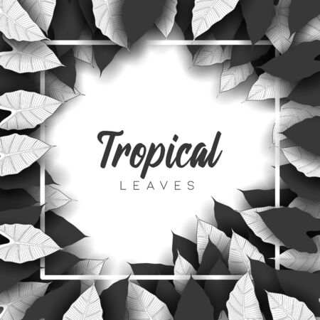 Tropical summer leaves background with jungle plantsのイラスト素材