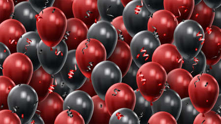 Black Friday Sale Poster with Shiny Balloons on Black and White Background. Universal vector background for poster, banners, flyers, card. vector illustrationのイラスト素材