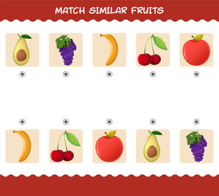 Match similar of cartoon fruits. Matching game. Educational game for pre shool years kids and toddlersのイラスト素材