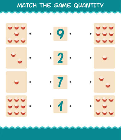 Match the same quantity of rambutan. Counting game. Educational game for pre shool years kids and toddlersのイラスト素材