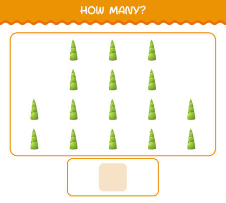 How many cartoon bamboo shoot. Counting game. Educational game for pre shool years kids and toddlersのイラスト素材