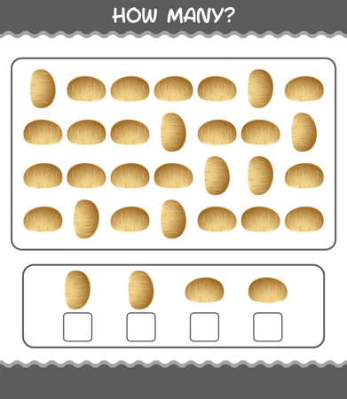 How many cartoon potato. Counting game. Educational game for pre shool years kids and toddlersのイラスト素材