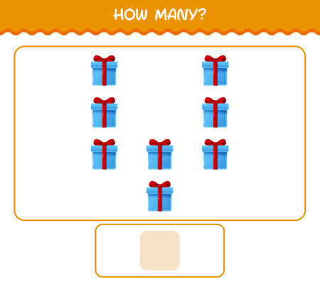 How many cartoon gift box. Counting game. Educational game for pre shool years kids and toddlersのイラスト素材