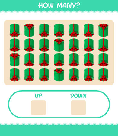 How many cartoon gift box. Counting game. Educational game for pre shool years kids and toddlersのイラスト素材