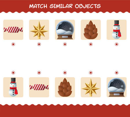Match similar of cartoon christmas. Matching game. Educational game for pre shool years kids and toddlersのイラスト素材