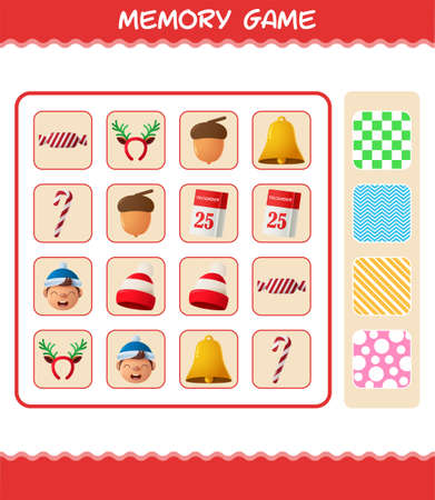 Memory games with cartoon christmas. Learning cards game. Educational game for pre shool years kids and toddlersのイラスト素材