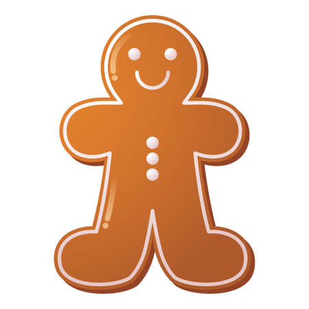 Illustration of cartoon gingerbread cookie, isolated on white backgroundのイラスト素材