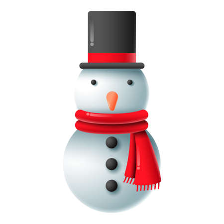 Illustration of cartoon snowman, isolated on white backgroundのイラスト素材