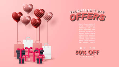 Valentine's day 3D product presentation for banner, advertising, and business. vector illustrationのイラスト素材