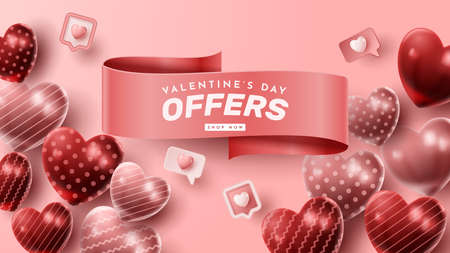 Valentine's day 3D product presentation for banner, advertising, and business. vector illustrationのイラスト素材