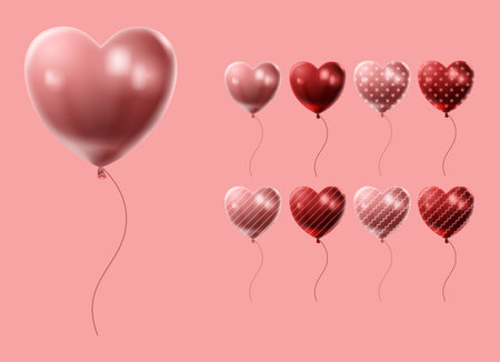 3D heart shaped balloon illustrationのイラスト素材