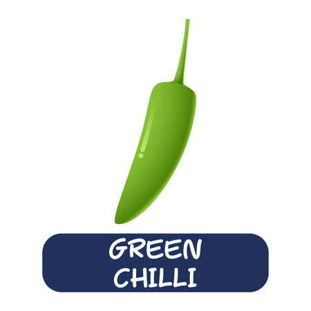 cartoon green chilli vegetables vector isolated on white backgroundのイラスト素材