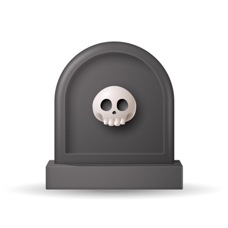 Tombstone. 3D illustration of halloween tombstone. isolated in white backgroundのイラスト素材