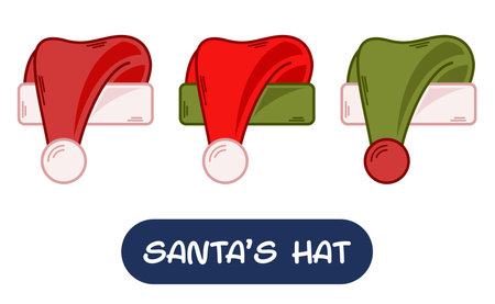 Cartoon Santa Hat Illustration. Set of Variation Colors. EPS 10 Vectorのイラスト素材