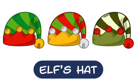 Cartoon Elf Hat Illustration. Set of Variation Colors. EPS 10 Vectorのイラスト素材