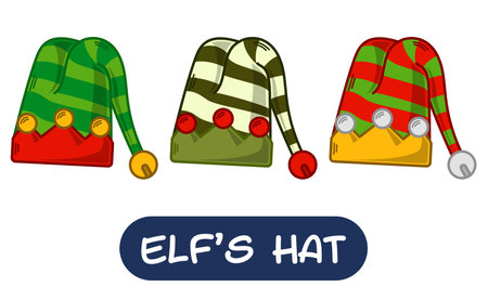 Cartoon Elf Hat Illustration. Set of Variation Colors. EPS 10 Vectorのイラスト素材