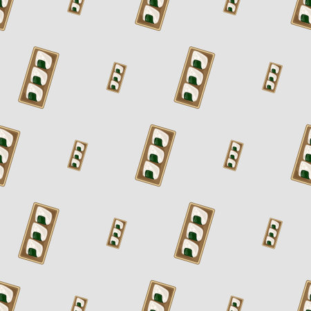 cartoon onigiri, japanese food seamless pattern on colorful background