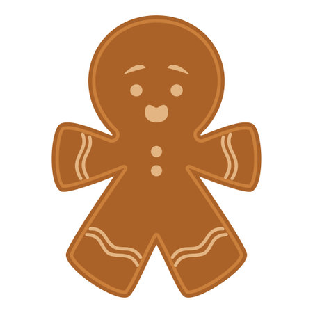 Flat Gingerbread Man Character. Christmas Event. Vector Illustrationのイラスト素材