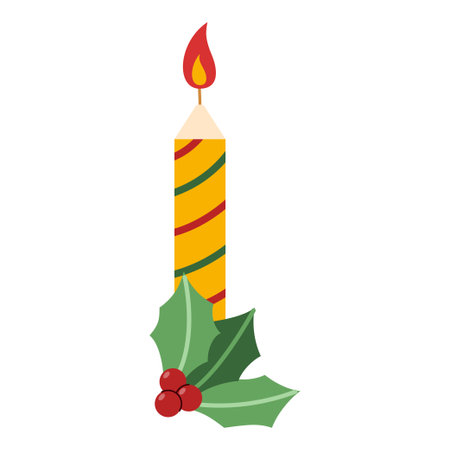 Flat Christmas Candle Element. Christmas Event. Vector Illustrationのイラスト素材