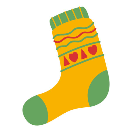Flat Winter Socks Element. Christmas Event. Vector Illustrationのイラスト素材