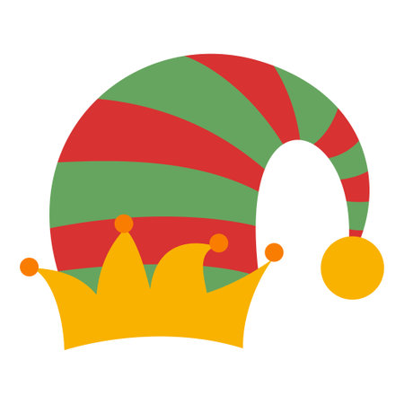 Flat Elf Hat Element. Christmas Event. Vector Illustrationのイラスト素材