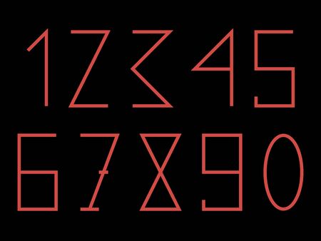 red shapes and numbers on the black backgroundのイラスト素材