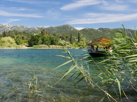 Beautiful Bacina lakes - favourite summer holiday destination in Dalmatia, Croatiaのeditorial素材