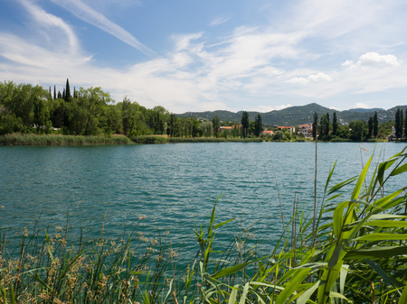 Beautiful Bacina lakes - favourite summer holiday destination in Dalmatia, Croatiaの写真素材