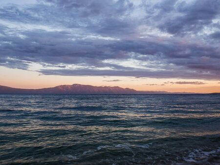 Sunset over the Mediterranean Sea in Drvenik, Croatia