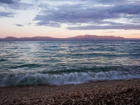 Sunset over the Mediterranean Sea in Drvenik, Croatia