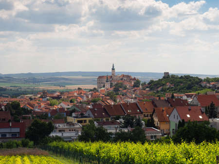 Historic city Mikulov with lots of sights, Czech republic, South Moaravia, view of city centre