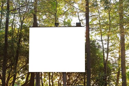 A projection board in the park with trees and sunrise in background の写真素材