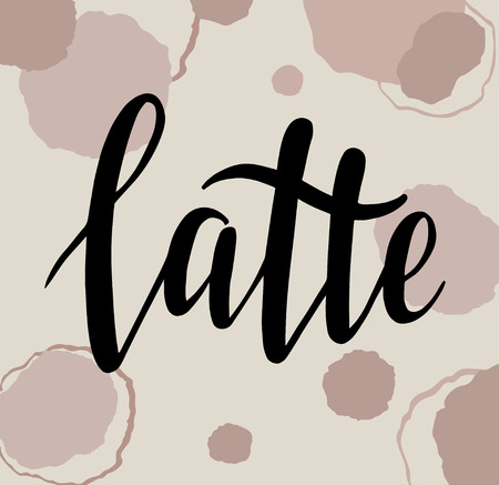 Coffee Latte Vector Handlettering on brown stained backgroundのイラスト素材