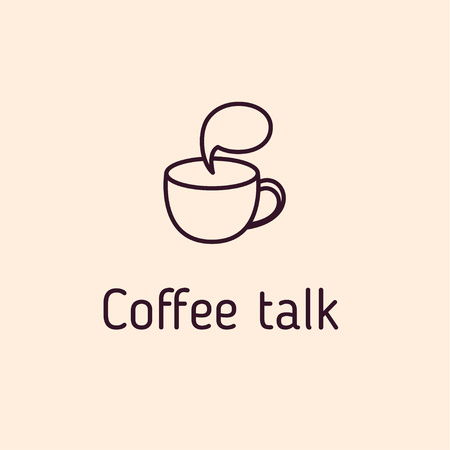 Coffee cup icon logo vector talk simple outlineのイラスト素材
