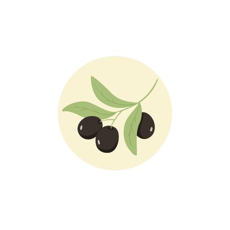 Olives logo design in circle branch treeのイラスト素材