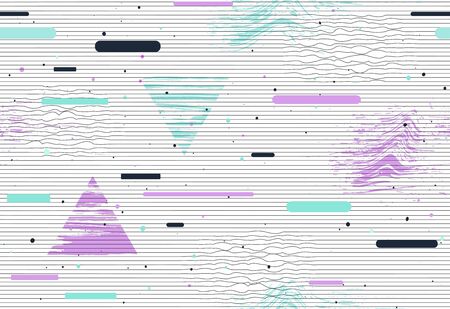 Abstract modern geometric glitch pattern seamless vhs noisy dotsのイラスト素材
