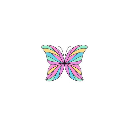 Butterfly outline colorful logo design isolatedのイラスト素材