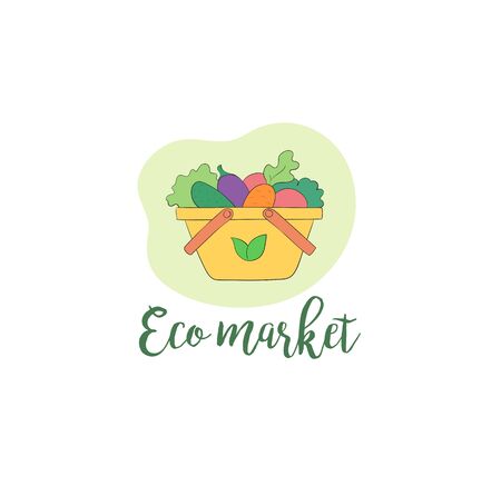 Eco market vegan food logo vegetablesのイラスト素材