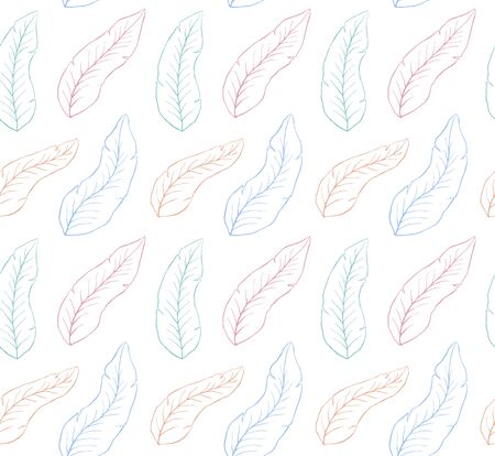 Hand drawn leaves pattern on white seamlessのイラスト素材