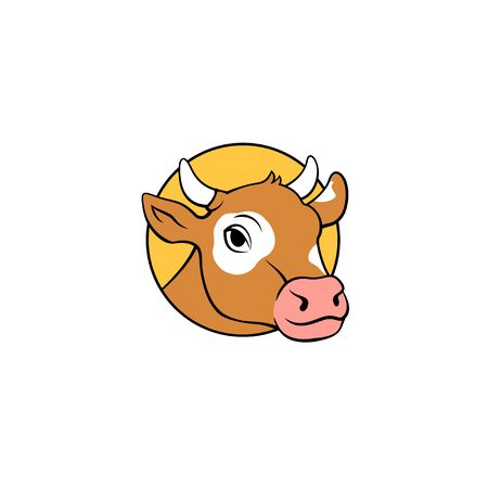 Colorful cow head logo design isolated vectorのイラスト素材
