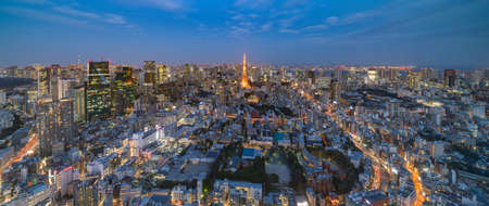 Panoramic view of Tokyo at night as seen from the Mori Musuemの写真素材