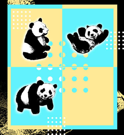 Card with pandasの写真素材