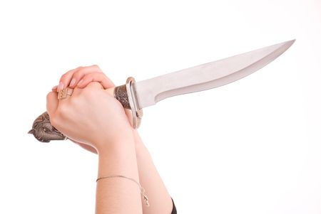 Knife in hand ready to stabの写真素材