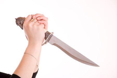 Knife in hand ready to stabの写真素材