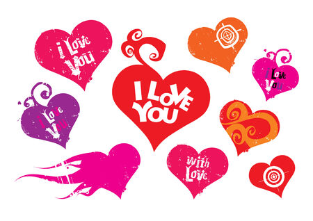 grunge background with heartsのイラスト素材