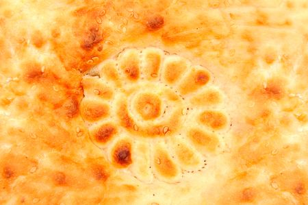 Backround from close-up arabian round cakeの写真素材