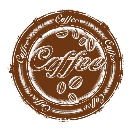 rubber stamp with coffee beansのイラスト素材