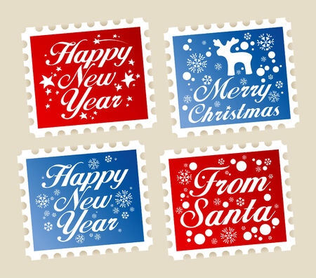 Christmas postage stamps from Santa.のイラスト素材