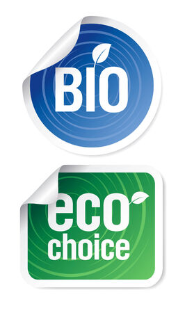 Set of eco choice stickers, bio products.のイラスト素材
